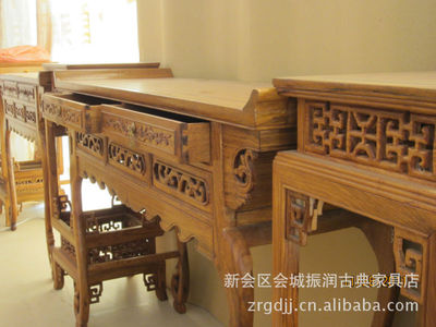 批发红木家具/仿古实木家具/非洲黄花梨弯脚神台3件套